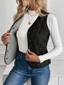 EMERY ROSE 女士加厚保暖背心外套，冬季服装 - 黑色 - 查看 1