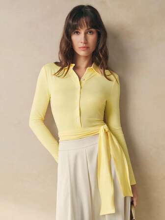 Cévolie 女式纯色单排扣长袖腰带休闲紧身衣