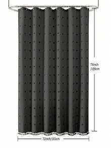 1 件黑色天鹅绒球流苏浴帘，简约 3D 镂空设计防水涤纶浴室窗帘，含挂钩家居浴室装饰秋季装饰浴室配件返校