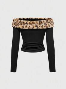 ROMWE J-Fashion Top mince pour femmes orné de strass, avec patchwork en tricot imprimé zèbre fausse fourrure du style sous-culture de Shibuya, idéal pour la Saint-Valentin