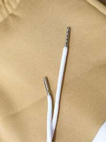 PAVTROS Manfinity Streetrush Y2K 男士休闲彩色块字母印花抽绳腰运动裤，男士星星印花运动裤，灰色男士运动裤，男友礼物，圣诞礼物 - 卡其色 - 查看 7