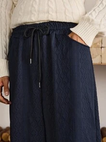SWAVVY Men's Casual Loose Sweatpants, Solid Deep Blue, Standard Size, Spring/Autumn - Navy Blue - View 1