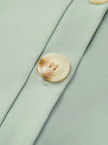 GlowEve Women's Elegant Crew Neck Pleated Front A-Line Midi Dress, Waist Cinched, Casual Commute Fashion, Green Long Sleeve - Pastel Green - View 7