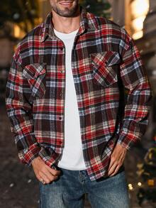 Manfinity CasualCool Men's Casual Plaid Jacket, Suitable For Daily Casual Wear, Commuting, Street Fashion, Suitable For Spring And Autumn. This Jacket Is An Indispensable Versatile Item In A Man's Wardrobe, And Is An Excellent Gift For A Boyfriend Or Husband., Christmas