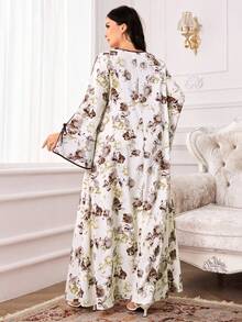 Yasmyna Váy dự tiệc họa tiết hoa thanh lịch cỡ lớn - Cà phê nâu - Xem 2