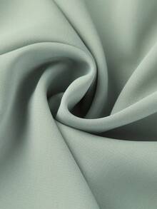 GlowEve Women's Elegant Crew Neck Pleated Front A-Line Midi Dress, Waist Cinched, Casual Commute Fashion, Green Long Sleeve - Pastel Green - View 3