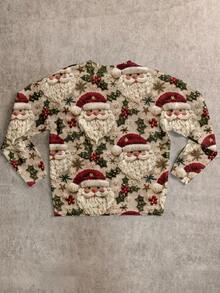 EMERY ROSE Plus Size Women Santa Claus Print Casual Long Sleeve Pullover Sweater/Christmas - Multicolor - View 4
