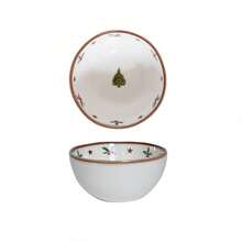 Cirelle Christmas Bowls Set Of 2, 6 Inch & 4.5 Inch Ceramic Dessert Bowls With Christmas Tree Design, Red Holiday Tableware For Parties, Candy, Soup, Cereal, Snacks - Multicolor - Ver 8