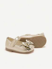 Cozy Pixies A Pair Of All-Season Gold Party Princess  For Babies Bow Accent, Cute And Simple Baby Flats - Gold - View 7
