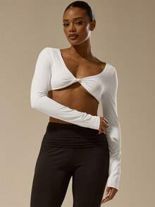 MUSERA ESSENTIALS Buttery Soft Twist Front Long Sleeve Top Basic Casual Holiday Fall Autumn Winter ,Elegant