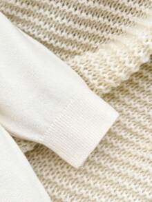 SHEIN Baby Boys Sweater , Fashion Cute Versatile White & Beige Long Sleeve Cartoon Bear Knitted Romper, Soft & Comfortable, Suitable For Daily, Outdoor, Travel, Vacation, Home, Daycare, And Kids Play Winter Christmas Halloween Toddler Cardigan Sweater Autumn Fall Jumpers Sweaters Tops Dress Dresses Christmas Jumper Cozy Pixies Prepcrw Christmas Outfit Halloween  New Born Toddler  Fall Winter Dress Halloween  Romper Stuff Halloween Jumper Jumper Cardigans Shirts White Cardigan Clean Downtown Off The Shoulder Sweater Outfit Sets Pink Sweater Jacket Cute Fall Outfits Outfits Top Maija Christmas Dress  Toddler Fall Dark Purple Skirt Christmas Sweater  Fall Sweaters Unisex White Sweater Vest Skirt Sets - White - View 4