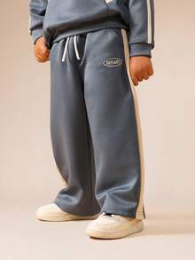 SUMWON Young Boys Comfortable Two Piece Sweatsuit Classic Colorblock Design Winter Wear Co-Ord Set Casual Fall Everyday Outfit - Blue - View 7