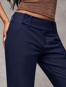 SHEIN BAE 女式纯色口袋休闲百搭裤