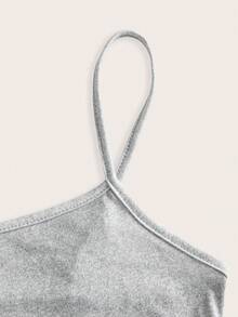 SHEIN EZwear 女士花卉灰色休闲性感吊带背心，适合夏季 - 淺灰色 - 查看 3