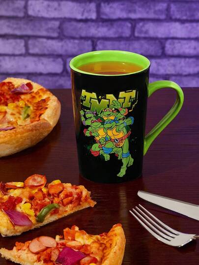 TEENAGE MUTANT NINJA TURTLES | SHEIN 400ml Cartoon Alphabet Printed Ceramic Mug (Microwave And Dishwasher Friendly)