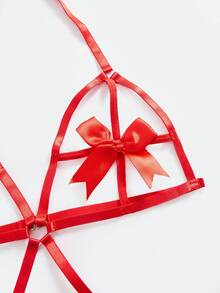 Exotic-Bondage 情人节性感蝴蝶结镂空连体袜配渔网袜3件套