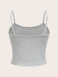 SHEIN EZwear 女士花卉灰色休闲性感吊带背心，适合夏季 - 淺灰色 - 查看 2