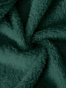 SHEIN 男童休闲时尚小熊刺绣连帽羊毛夹克 - 墨綠色 - 查看 8