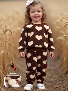 LMoss Kids LMoss 2pcs Baby Girl Heart Pattern Knitted Sweatshirt And Leggings Set,Christmas,Styles Comfortable Autumn & Winter,Pullover,Cozy Autumn And Winter Styles,Cozy Fall & Winter Styles - Multicolor - View 7