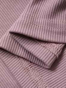 DAZY 2件套年轻女孩圆领印花长袖T恤+裤子家居服套装 - 紫色 - 查看 7