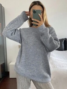 DAZY Oversized Slouchy Relaxed Fit Sweater For Women, Autumn/Winter - Grey - View 3
