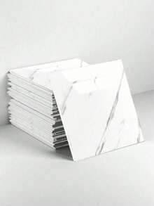 12 块自粘乙烯基地板砖，防水即剥即贴浴室、厨房、卧室、客厅装饰（白色大理石），PVC 浴室、厨房、客厅淋浴瓷砖，翻新贴纸，可剥离墙板，壁纸，家居浴室装饰浴室地毯地毯秋季装饰浴室配件