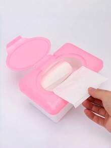 SHEIN 1 szt. Pudełko do przechowywania chusteczek nawilżanych Duża pojemność Przenośne Zamykane etui Odporne na wilgoć Pyłoszczelne Materiał PP Do łazienki Salon Komoda Samochód Biuro Organizacja gospodarstwa domowego Niezbędne - Wielokolorowe - Zobacz 3