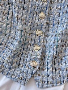 GlowEve 女式纯色简约长袖 T 恤和吊带背心两件套，日常穿着 - 藍白色 - 查看 7