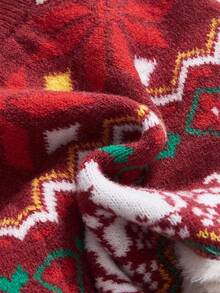 ROMWE Avant 女式圣诞费尔岛雪花图案露肩长袖毛衣和针织短裤两件套，秋冬 - 彩色 - 查看 8