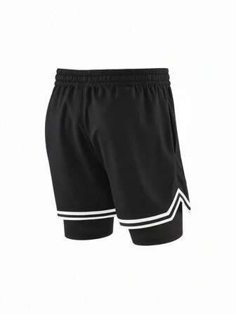 Sport MetroGents 男式条纹字母印花抽绳腰运动短裤