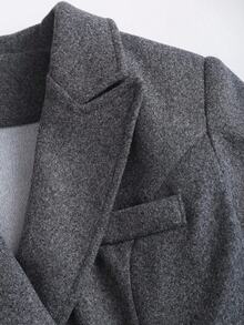 Sweetra Women's Solid Color Overcoat, Autumn/Winter - Dark Grey - View 4