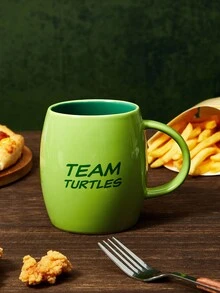 TEENAGE MUTANT NINJA TURTLES | SHEIN 420ml Cartoon Turtle Printed Ceramic Mug - Green - View 2