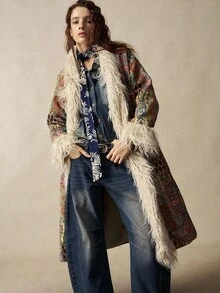 Bohemela Women's Retro Jacquard Faux Fur Coat, Fashionable For Autumn/Winter,Winter Clothes For Women - Multicolor - View 4