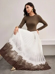 Veilorie Váy dài tay xếp ly viền màu chuyển sắc thanh lịch dành cho nữ theo phong cách Ả Rập - Nhiều màu - Xem 3