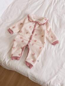 女婴可爱心形图案设计，面料柔软舒适，适合女婴休闲装 - 粉色 - 查看 8