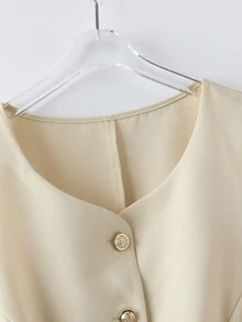 SHEIN Clasi 大码优雅精致百搭杏色无袖吊带背心 - 杏色 - 查看 5