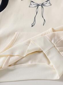 SHEIN 1pc Girls' Casual Everyday Versatile Sweet Design Butterfly Print Contrast Color Fleece Sweatshirt, Autumn/Winter