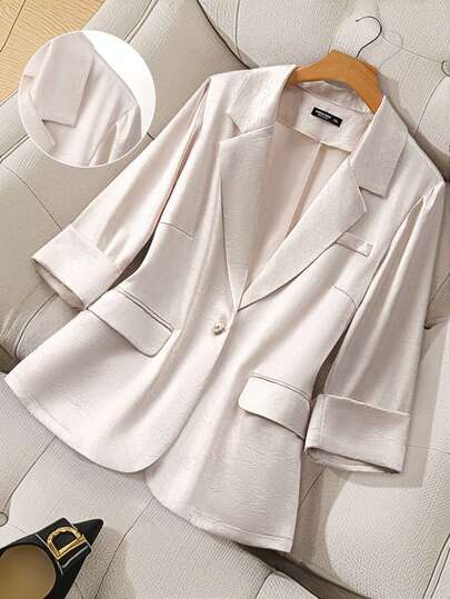 GlowEve CURVE 大码女式新款高品质薄款西装外套，休闲时尚通勤百搭上衣，优雅商务风格西装外套