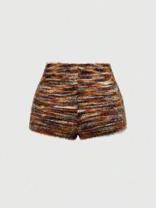 ROMWE Fairycore 2 Stücke Vintage gemischte Farbe Strick Set - Off-Shoulder Crop Top + hohe Taille Shorts, sexy schickes Urlaubsoutfit - Verschiedenfarbig - Übersicht 8