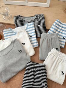 DAZY 4 件套儿童男童圆领秋季内衣套装，秋装 - 彩色 - 查看 1