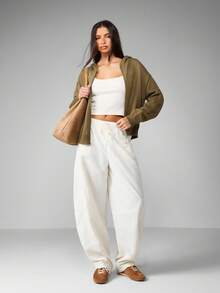MISSGUIDED Women Zip Up Knitted Hooded Sweatshirt Casual Fall Winter Sweater With Drawstring Knitwear Cozy Loungewear Oversized Cardigan - Brown - View 4
