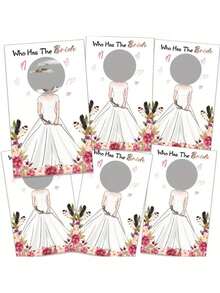 16/48 张婚礼新娘和新郎派对刮刮卡游戏，“谁找到了新郎/新娘”成人派对游戏，有趣的单身派对用品，纸质刮刮卡，适合 18 岁以上的客人，包括 46 张名人卡和 2 张带刮刮贴纸的空白卡，有趣的派对用品 - 彩色 - 查看 10