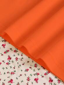 INAWLY Camiseta naranja casual de mujer de manga corta con media cremallera y estampado de letras - Naranja - Ver 5