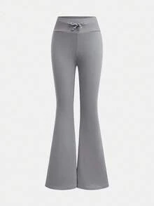 SHEIN Girlism Tween Girls' Fashion Casual Knit Flare Pants Wide Leg Sweatpants - Dusty Blue - View 5