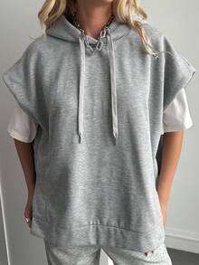 DAZY Women's Loose Casual Street Style Fleece Sweatshirt, Autumn/Winter Hoodies - Light Grey - View 1
