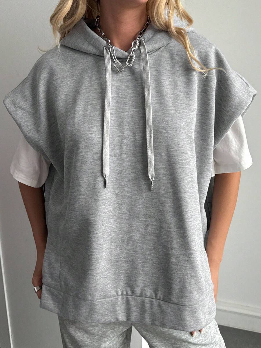 DAZY Women's Loose Casual Street Style Fleece Sweatshirt, Autumn/Winter Hoodies - Light Grey - View 1