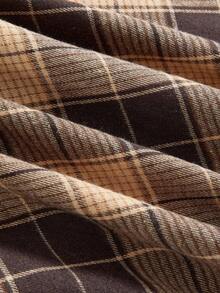 ROMWE Grunge Punk 秋季女装韩流服饰返校季复古做旧格子系带不对称层叠半身裙 - 棕色 - 查看 4