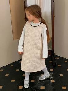 DAZY Young Girls Sequin Embellished Korean Style Round Neck Sleeveless Midi Party Birthday Dress - White - View 5
