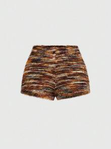ROMWE Fairycore 2 Stücke Vintage gemischte Farbe Strick Set - Off-Shoulder Crop Top + hohe Taille Shorts, sexy schickes Urlaubsoutfit - Verschiedenfarbig - Übersicht 7