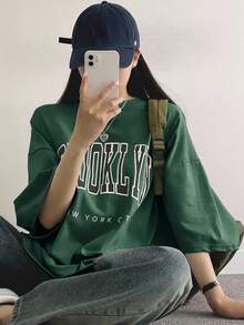 DAZY 女式宽松字母印花T恤超大码T恤、图案T恤